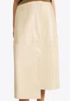 By Malene Birger Hannas Croc-embossed Leather Midi Skirt In Beige