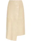 By Malene Birger Hannas Croc-embossed Leather Midi Skirt In Neutrals