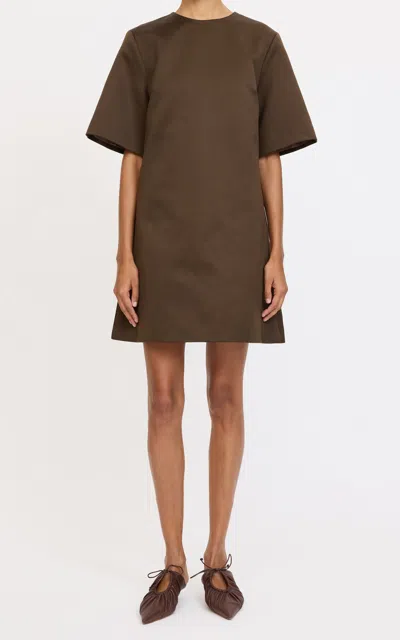 By Malene Birger Harperz Cotton-blend Mini Dress In Brown