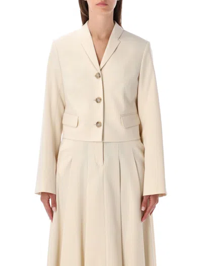 By Malene Birger Cropped Tailored Jacket With Notched Lapel And Buttoned Cuffs In Neutral