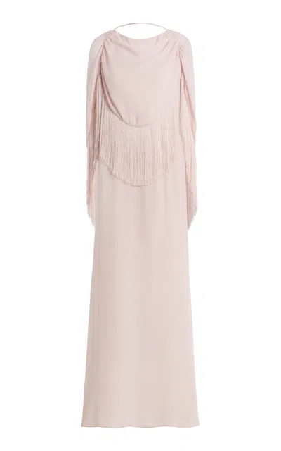 By Malene Birger Helene Fringed Silk Maxi Dress In Brown