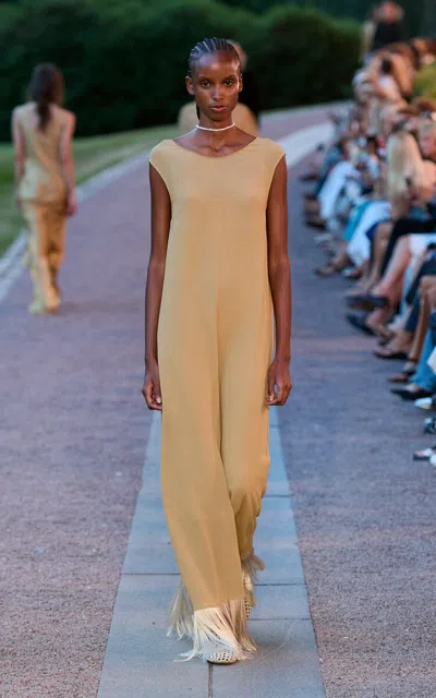 By Malene Birger Helma Fringed Maxi Dress In Nude