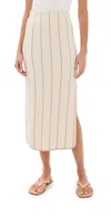 By Malene Birger Hercula Striped Ribbed-knit Midi Skirt In Oyster Gray