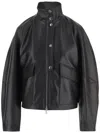 By Malene Birger High Collar Black Leather Jacket With Flap Pockets
