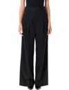 By Malene Birger High-waist Black Trousers With Pleated Wide-leg Silhouette