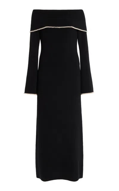 By Malene Birger Hillevi Off-the-shoulder Knit Dress In Black