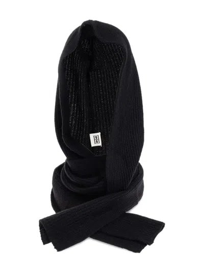 By Malene Birger Hooded Ribbed Scarf In Black