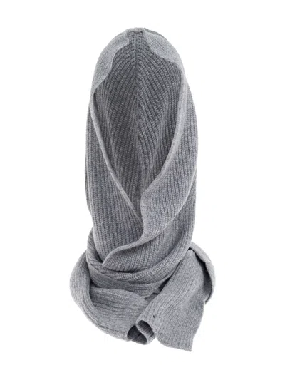 By Malene Birger Hooded Ribbed Scarf In Gray