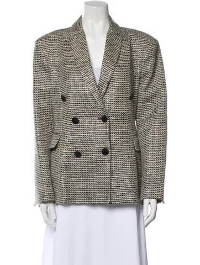 Pre-owned By Malene Birger Houndstooth Print Blazer In Black
