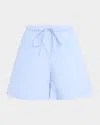 By Malene Birger Organic Cotton Stripes Loose Fit Shorts In Blue Iris Stripe Small