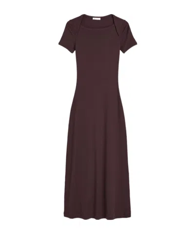 By Malene Birger Irina Short-sleeve Boat-neck Maxi Dress In Purple