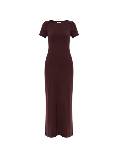 By Malene Birger Irina Short-sleeve Boat-neck Maxi Dress In Burgundy