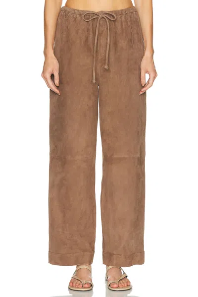 By Malene Birger Joanni Suede Leather Trousers In Brown