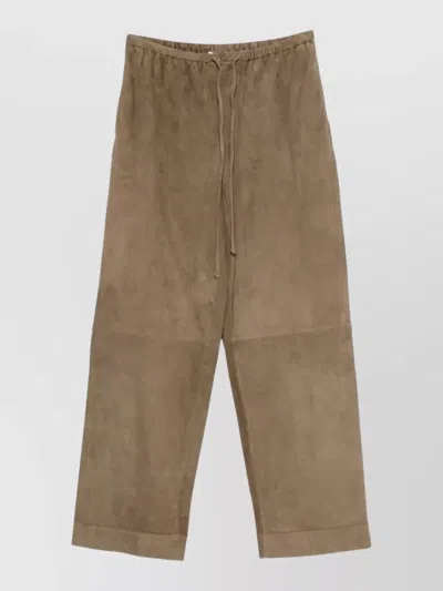 BY MALENE BIRGER JOANNI SUEDE WIDE LEG CROPPED TROUSERS