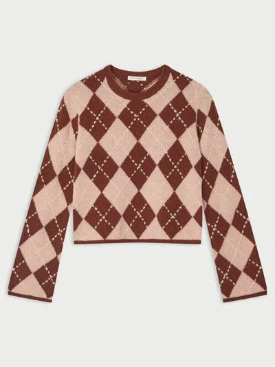 By Malene Birger Johanna Wool Sweater In Spiced Berry Argyle