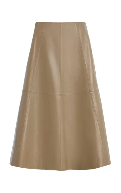 By Malene Birger Josefin Leather Midi Skirt In Brown