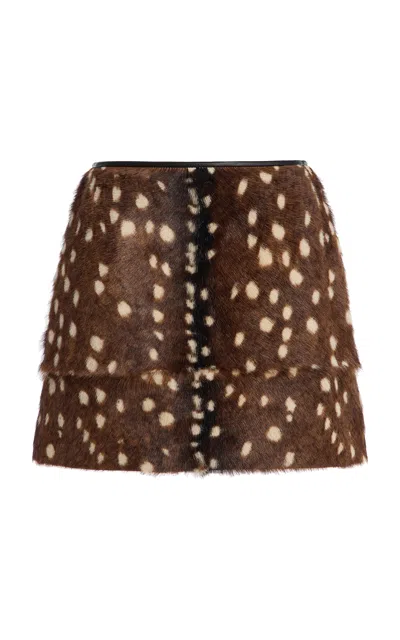 By Malene Birger Kaisa Calf Hair Mini Skirt In Brown