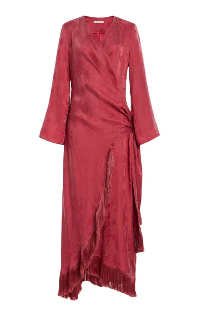By Malene Birger Kaitlyn Fringed Cupro-blend Maxi Dress In Red