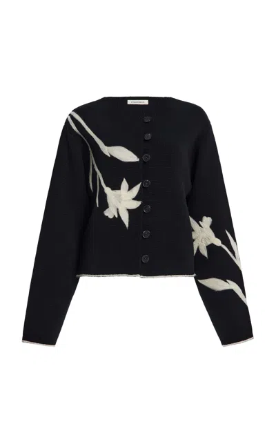 By Malene Birger Kallea Floral Wool Cardigan In Black