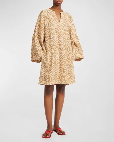 By Malene Birger Kayles Printed Slub Woven Mini Dress In Sand