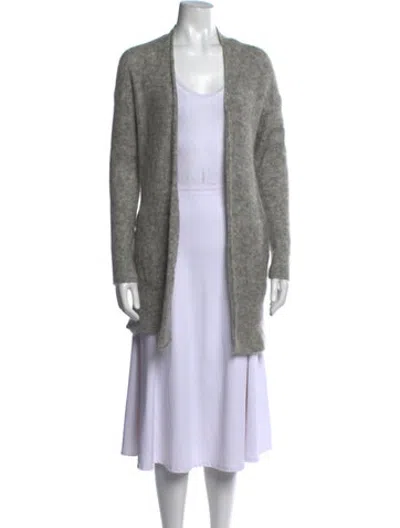 Pre-owned By Malene Birger Kid Mohair Open Front Sweater In Grey