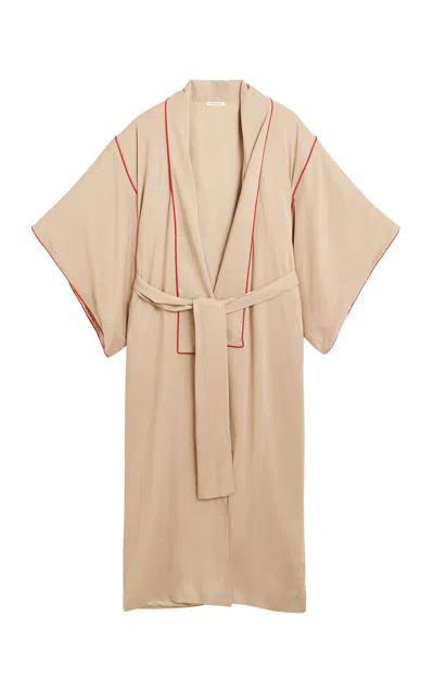 By Malene Birger Kimone Contrast-trimmed Jersey Robe In Multi