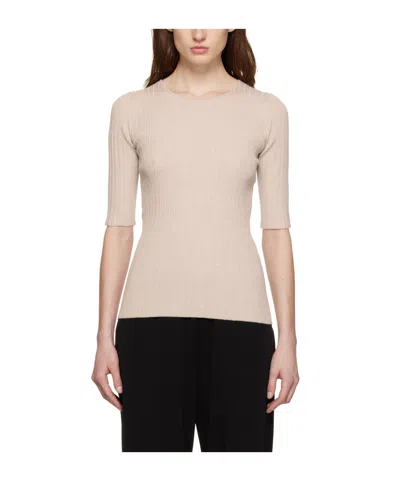 By Malene Birger Knitted Round Collar T-shirt In Nude