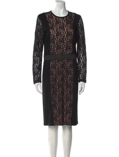 Pre-owned By Malene Birger Lace Pattern Knee-length Dress In Black