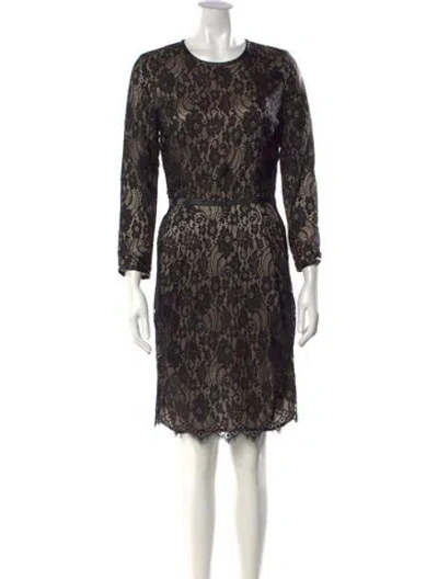 Pre-owned By Malene Birger Lace Pattern Knee-length Dress In Neutrals