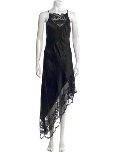 Pre-owned By Malene Birger Lace Pattern Long Dress W/ Tags In Black
