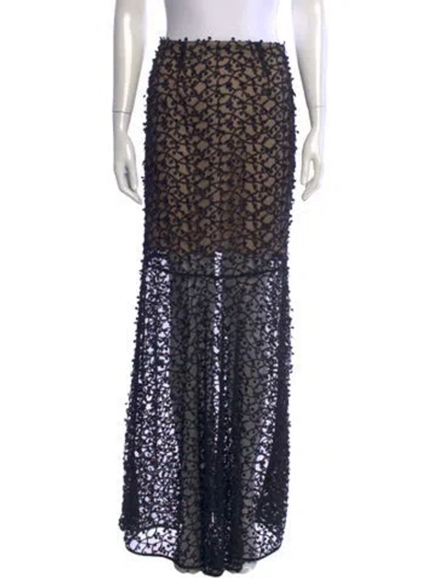 Pre-owned By Malene Birger Lace Pattern Long Skirt In Black