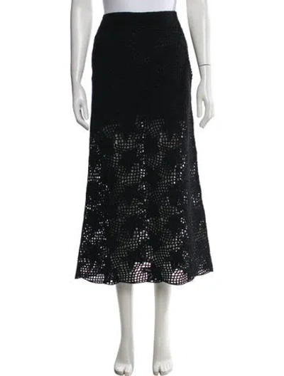 Pre-owned By Malene Birger Lace Pattern Long Skirt In Black