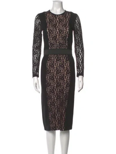 Pre-owned By Malene Birger Lace Pattern Midi Length Dress In Black