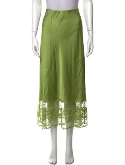 Pre-owned By Malene Birger Lace Pattern Midi Length Skirt In Green