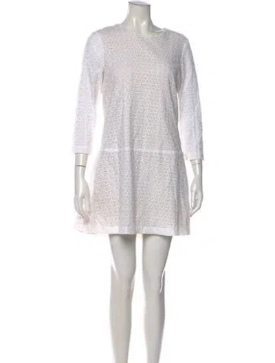 Pre-owned By Malene Birger Lace Pattern Mini Dress In White