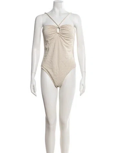 Pre-owned By Malene Birger Lace Pattern One-piece In Neutral