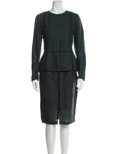 Pre-owned By Malene Birger Lace Pattern Skirt Set In Green