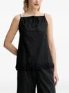 By Malene Birger Lace-trimmed Drawstring Top In Black