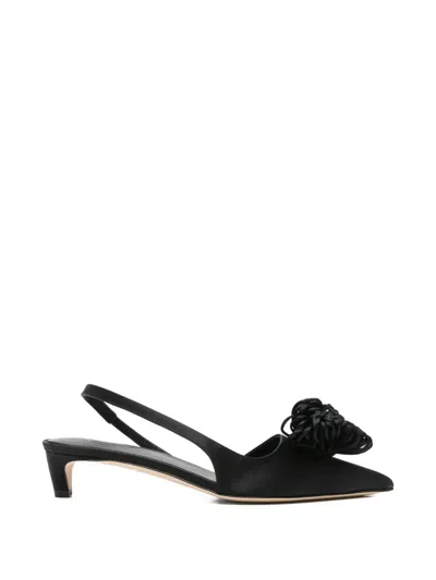 By Malene Birger Laiolo Satin Slingback Kitten Heel Pumps In Black