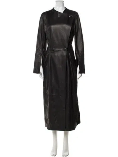 Pre-owned By Malene Birger Lamb Leather Coat In Black