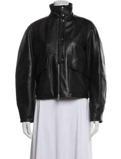 Pre-owned By Malene Birger Lamb Leather Jacket In Black