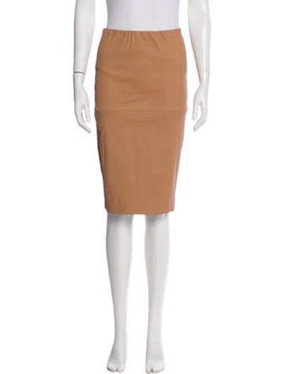 Pre-owned By Malene Birger Lamb Leather Knee-length Skirt In Brown