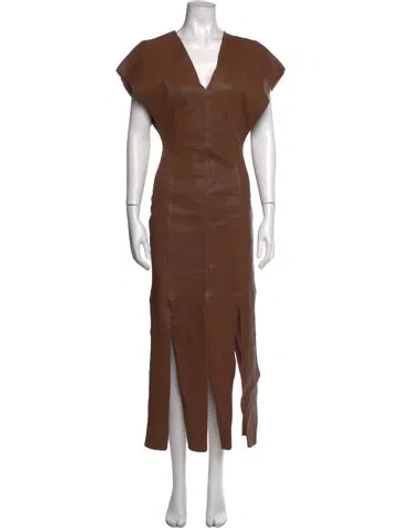 Pre-owned By Malene Birger Lamb Leather Long Dress W/ Tags In Brown