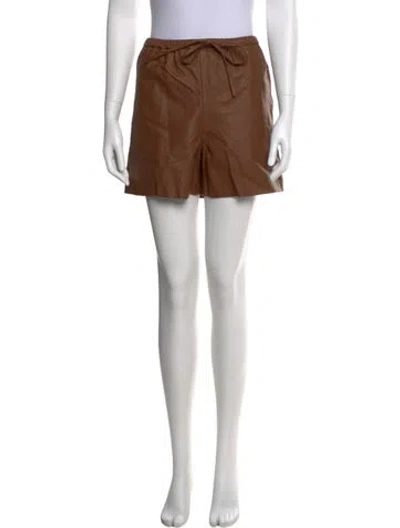Pre-owned By Malene Birger Lamb Leather Mini Shorts In Brown