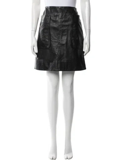 Pre-owned By Malene Birger Lamb Leather Mini Skirt In Black
