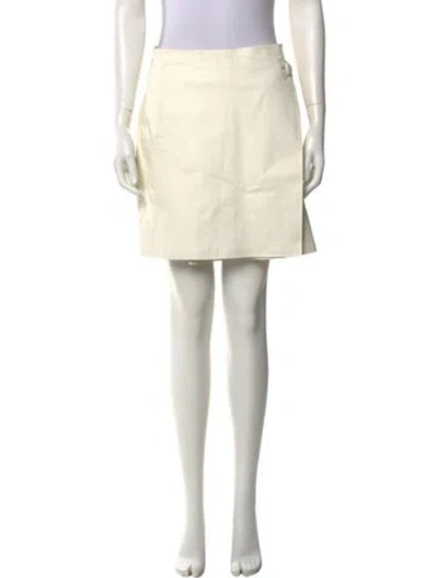 Pre-owned By Malene Birger Lamb Leather Mini Skirt In Neutral
