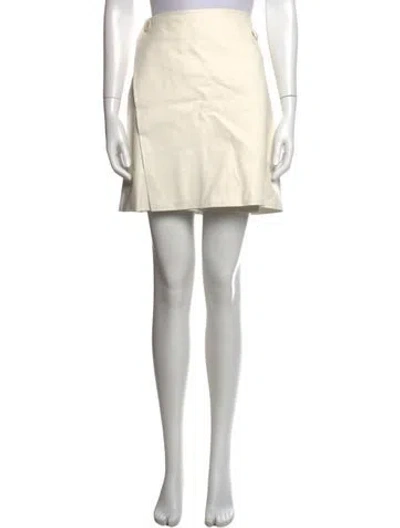 Pre-owned By Malene Birger Lamb Leather Mini Skirt In Neutrals