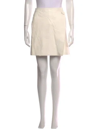 Pre-owned By Malene Birger Lamb Leather Mini Skirt In Neutrals