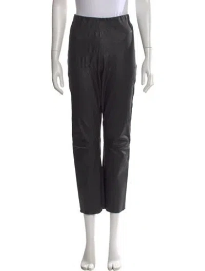 Pre-owned By Malene Birger Lamb Leather Straight Leg Pants In Black