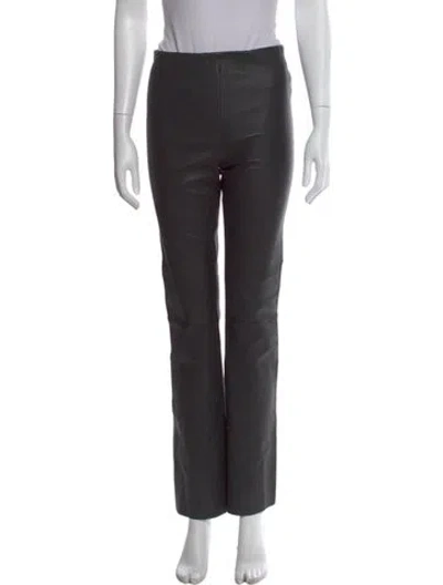 Pre-owned By Malene Birger Lamb Leather Straight Leg Pants In Black